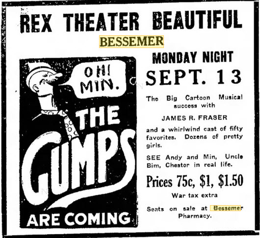 Bessemer Theater - Sept 10 1920 Ad